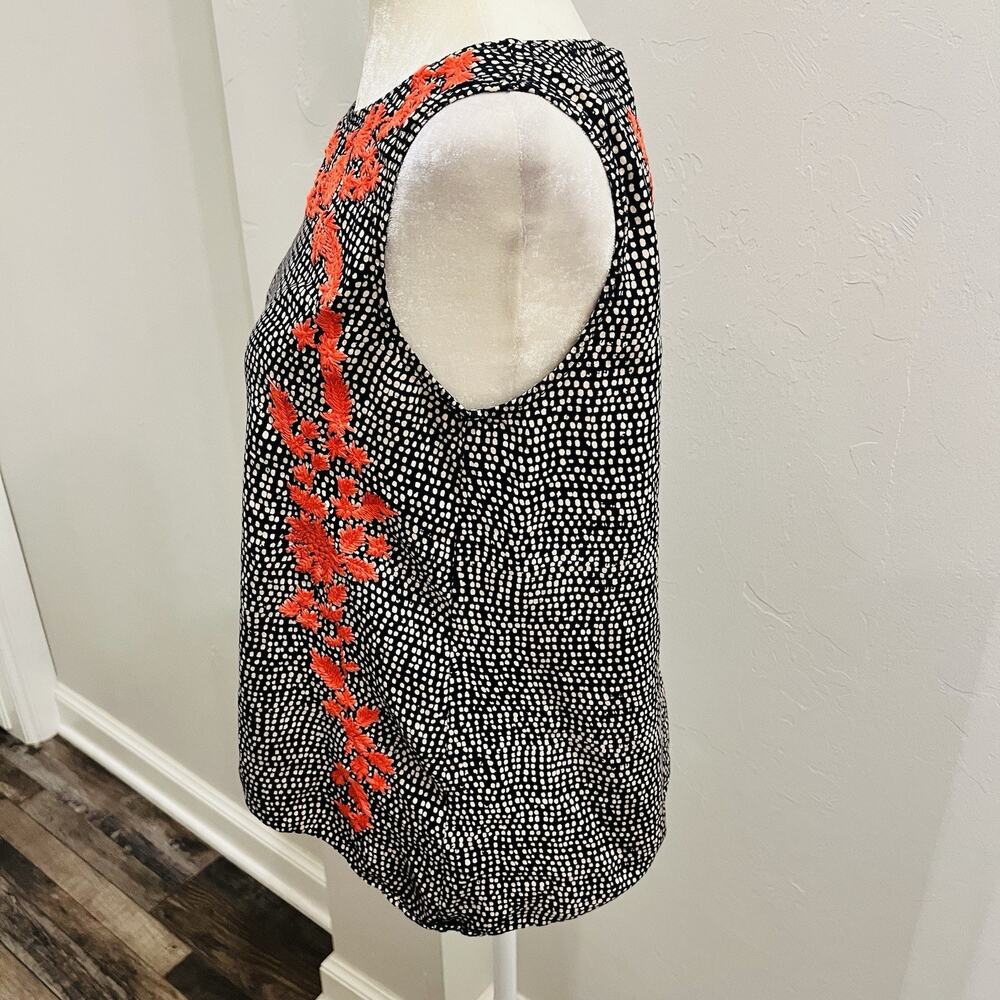 THML Boho Red Embroidery on Blue and Beige Patterned Flowy Tank Size L (A0132) - Picture 3 of 7